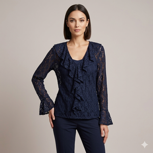 Blusa in Pizzo con Volant(vestibilità comoda)art.11734