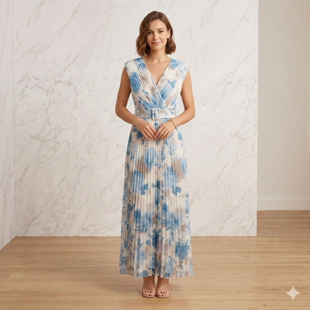 Abito Plissé a Motivo Floreale art.11697