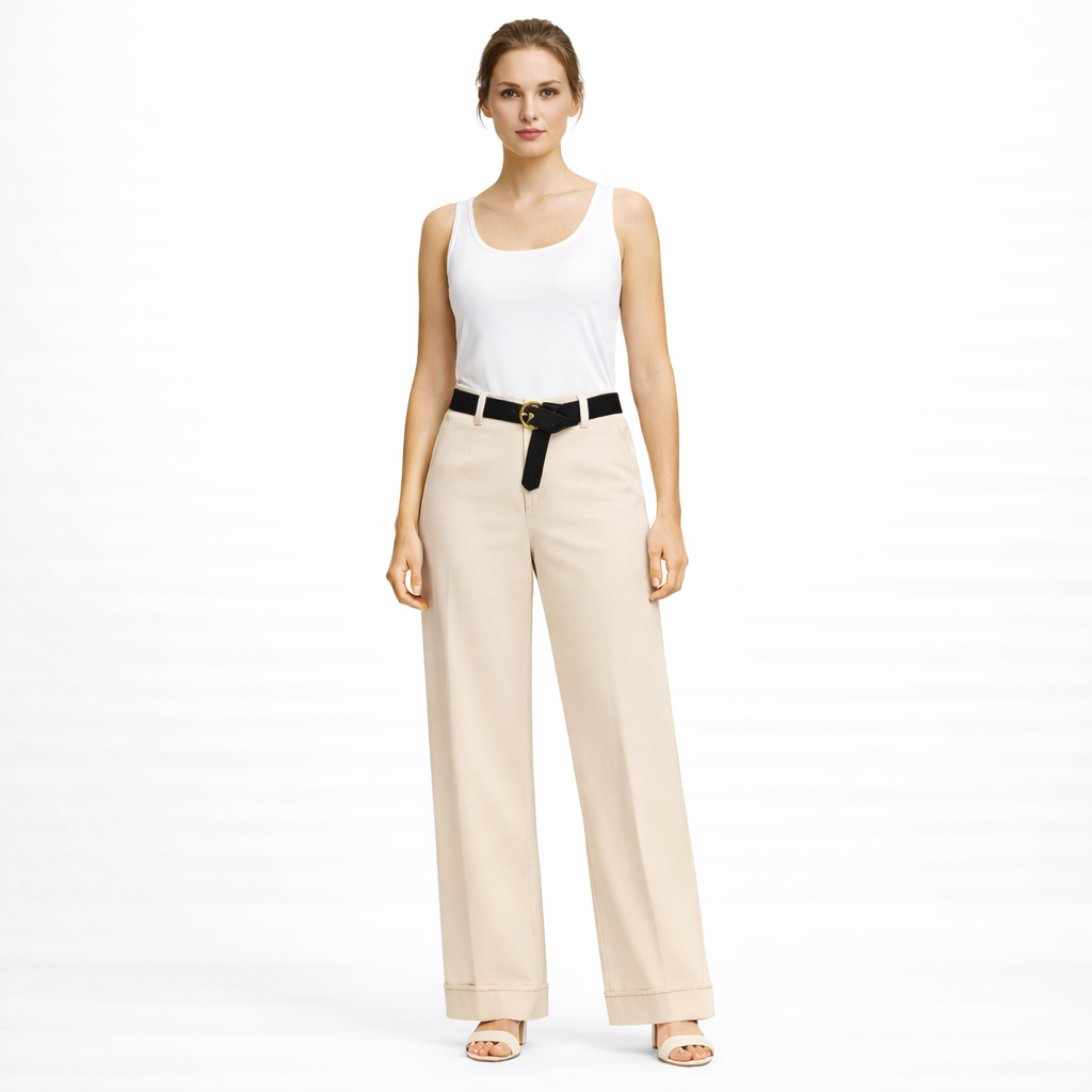 Pantalone a Gamba Larga con Risvolto art.11715