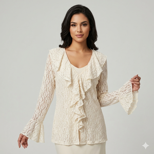 Blusa in Pizzo con Volant(vestibilità comoda)art.11734
