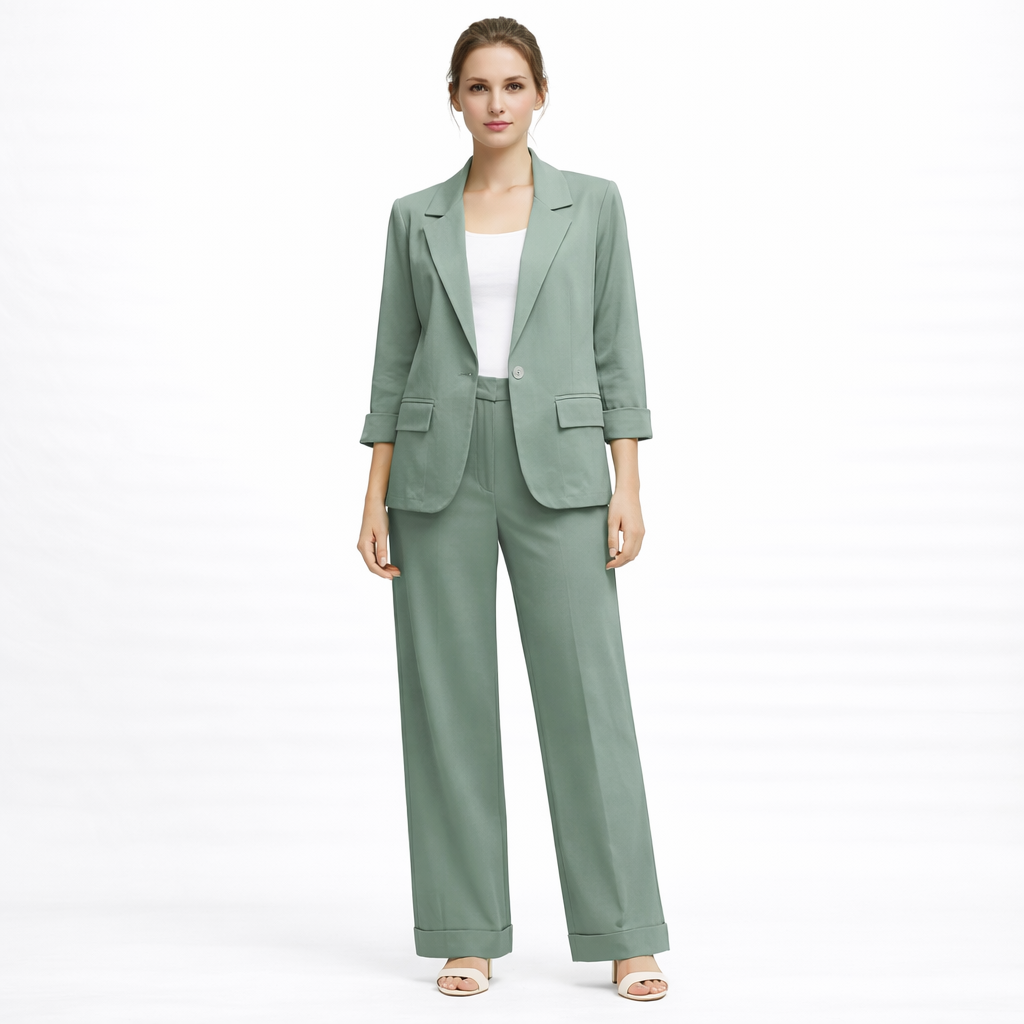 Pantalone a Gamba Larga con Risvolto art.11715