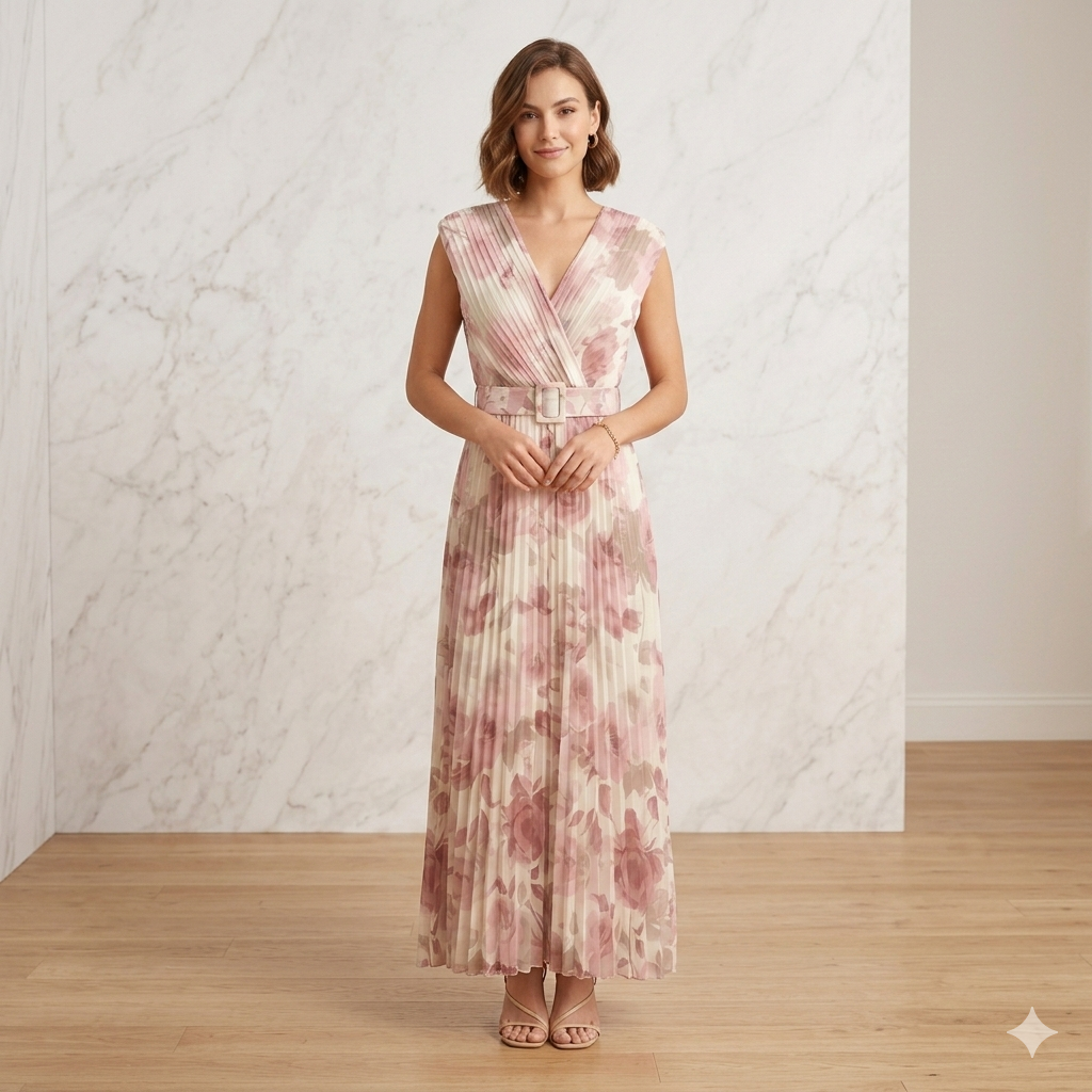 Abito Plissé a Motivo Floreale art.11697