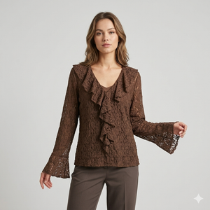 Blusa in Pizzo con Volant(vestibilità comoda)art.11734