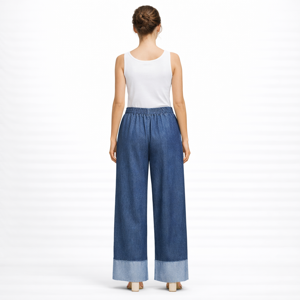 Pantalone Palazzo in Denim a Gamba Larga art.11719