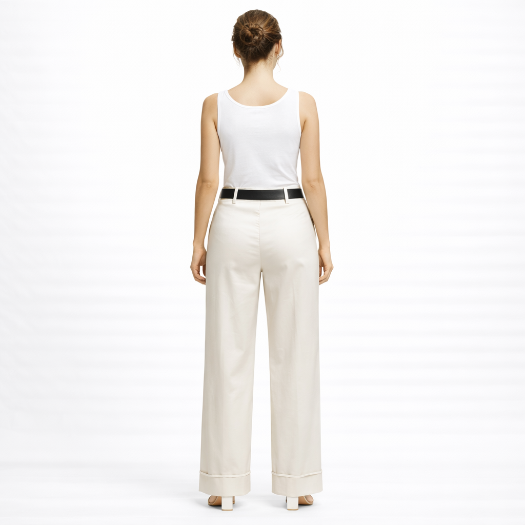 Pantalone a Gamba Larga con Risvolto art.11715