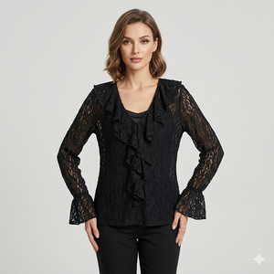 Blusa in Pizzo con Volant(vestibilità comoda)art.11734