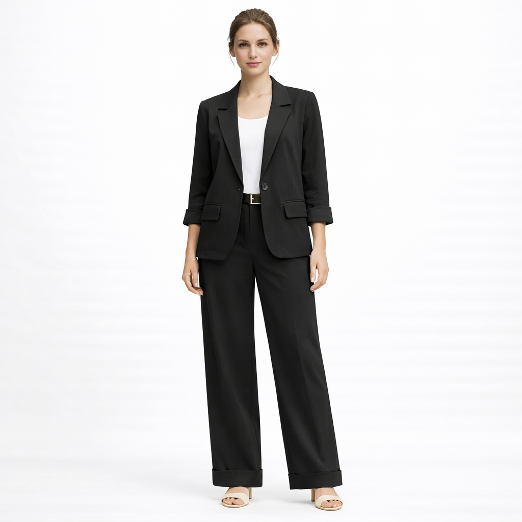 Pantalone a Gamba Larga con Risvolto art.11715