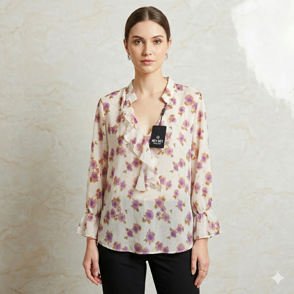 Blusa Floreale con Volant-art.11702