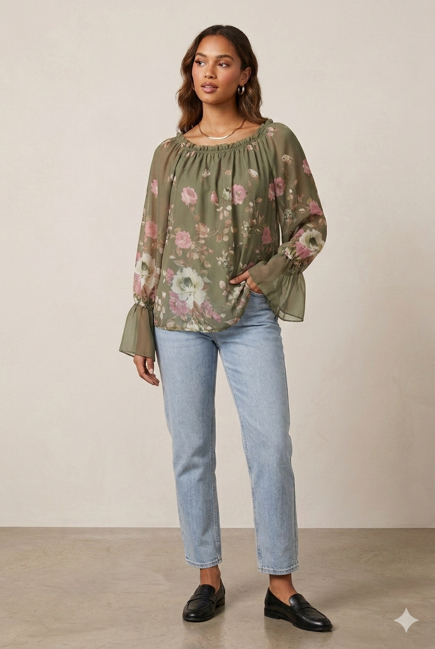 Blusa in Chiffon Floreale art.11694
